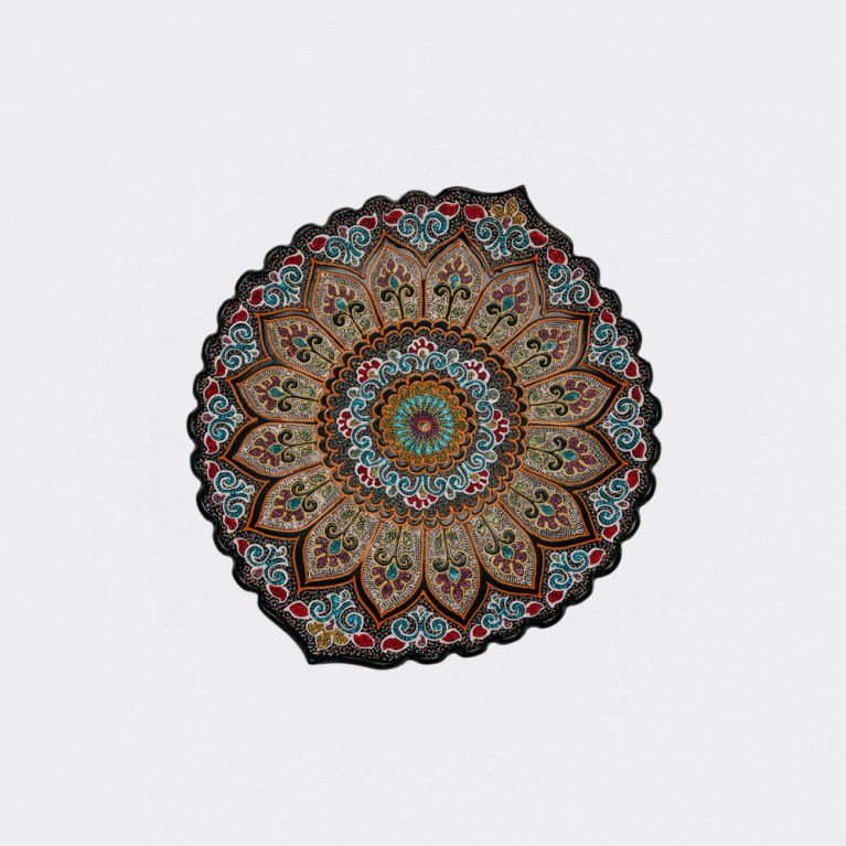Unik handgjord dekorativ tallrik från Uzbekistan, 32 cm, droppteknik